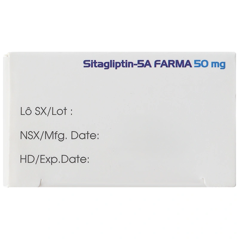 Sitagliptin - 5A Farma 50mg kiểm soát đường huyết ở bệnh đái tháo đường type 2 (3 vỉ x 10 viên) - 5